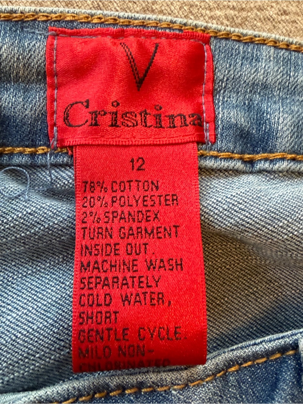 V. Cristina Light Blue Women's Ankle Jeans with Pink Floral Embroidery - size 12 - Picture 4 of 7